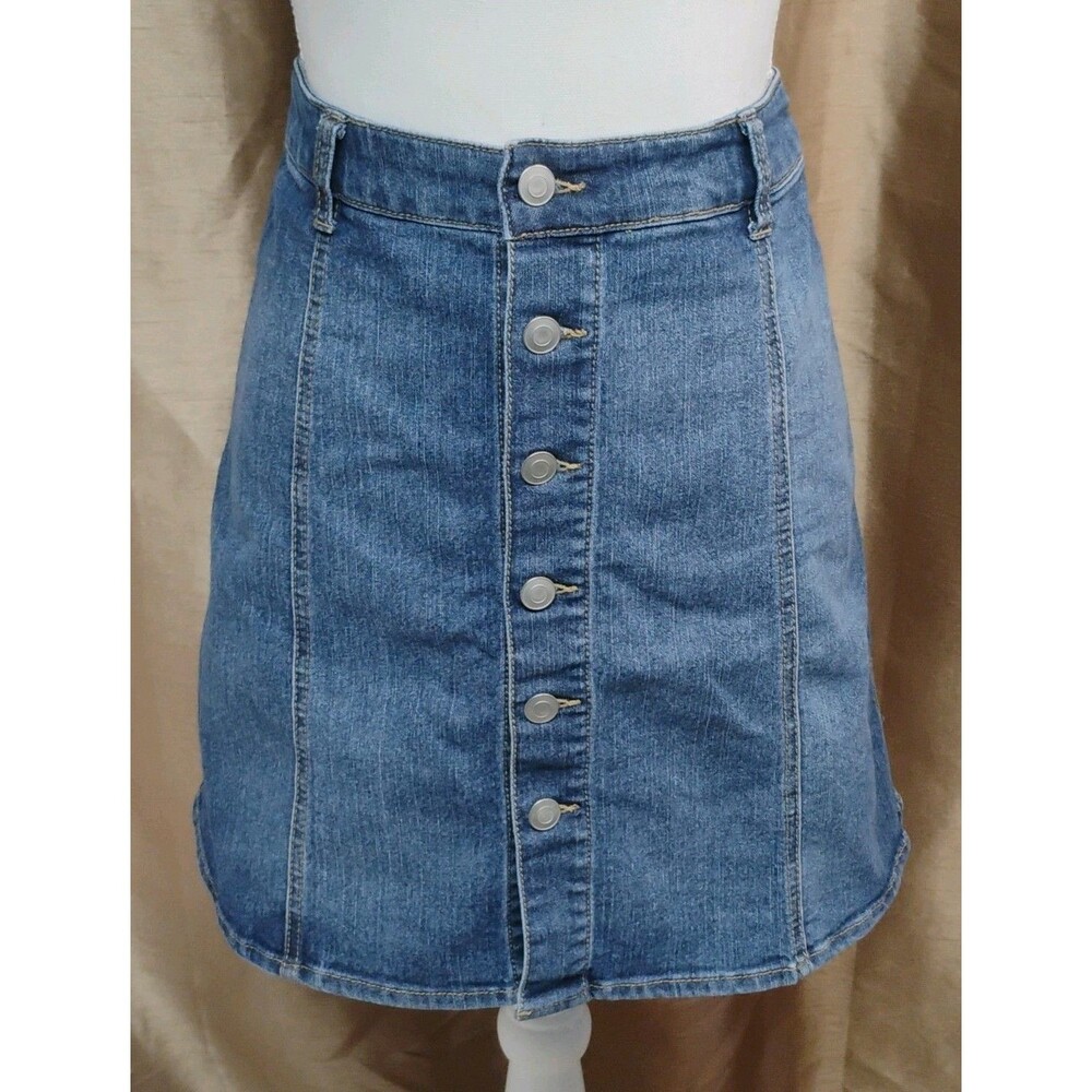 Love Fire Denim Button Front A-Line Casual/sporty mini Skirt  Size 14